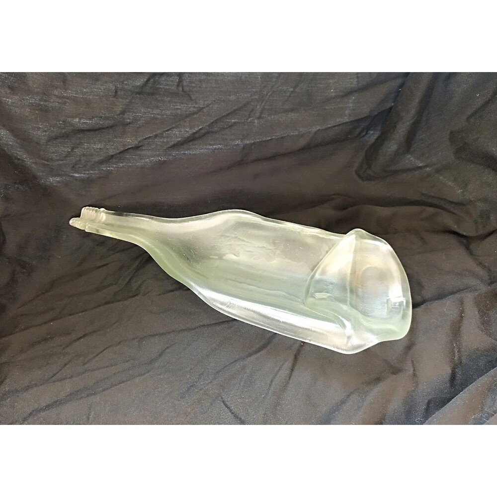 Melted Bottle Spoon Rest Clear Frosted Glass